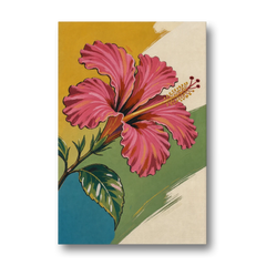 Pink Hibiscus with Long Reaching Stamen - Canvas Wall Art - Front