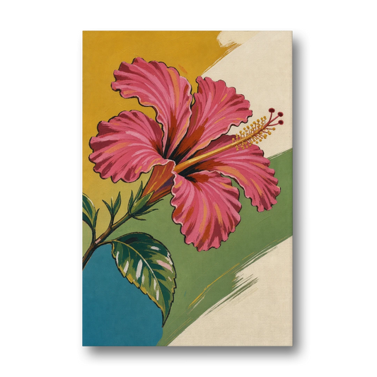 Pink Hibiscus with Long Reaching Stamen - Canvas Wall Art - Front