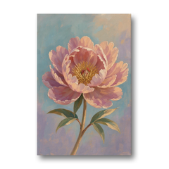 Pink Peony Painting in Sunset Light - Canvas Wall Art - Front
