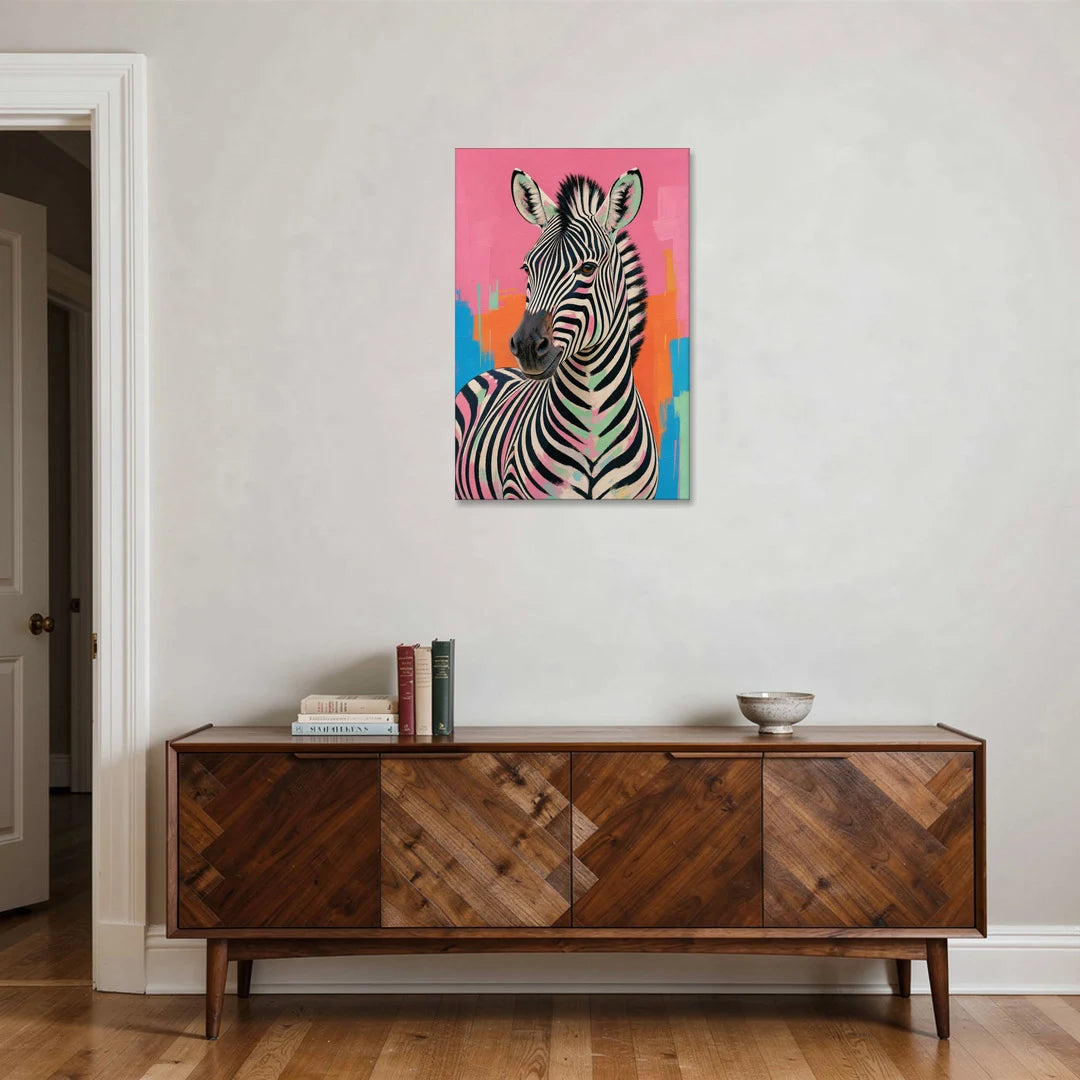 Pink Zebra Sideways Glance - Canvas Wall Art - Coffee Table - 24x36
