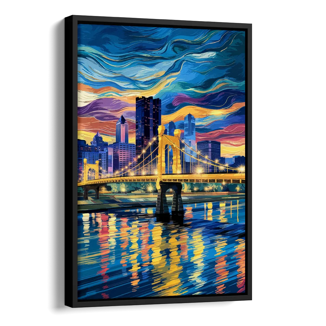 Pittsburgh Architectural Charm Side - Black Canvas Wall Art