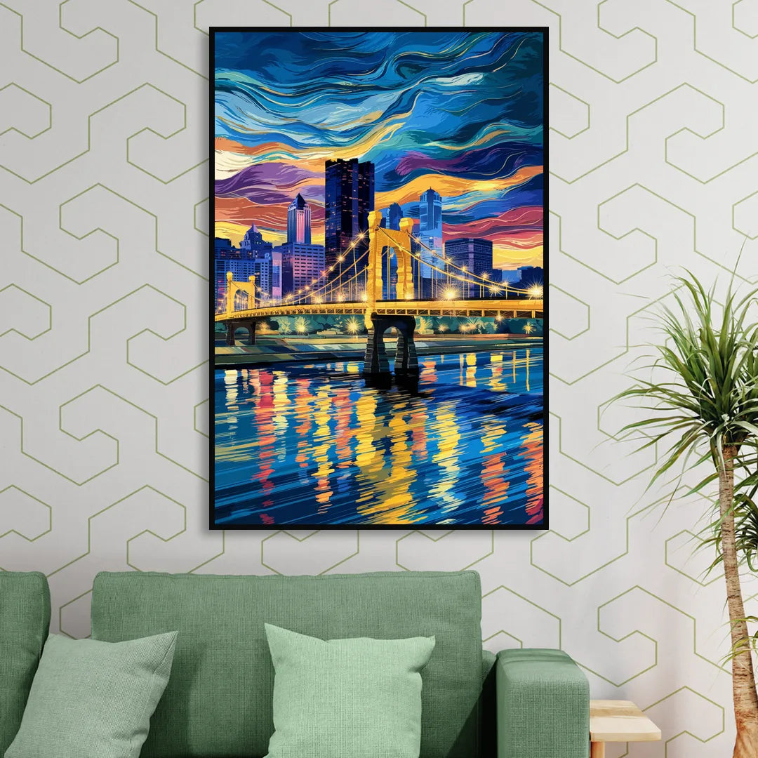 Pittsburgh Architectural Charm Sitting Room - Black Canvas Wall Art