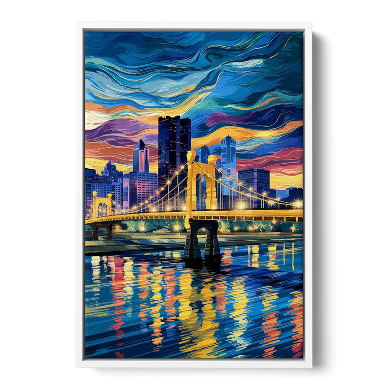 Pittsburgh Architectural Charm Front - White Canvas Wall Art