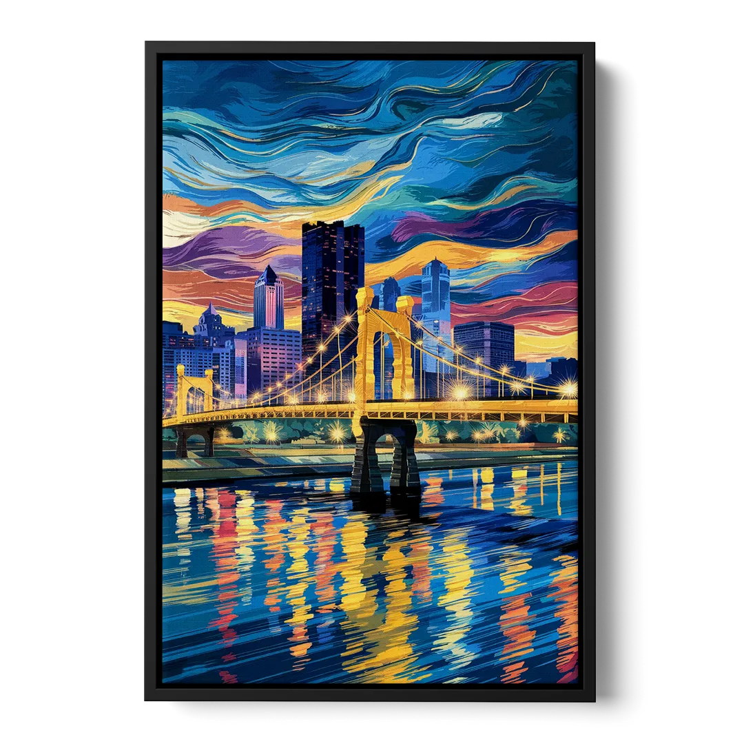 Pittsburgh Architectural Charm Front - Black Canvas Wall Art