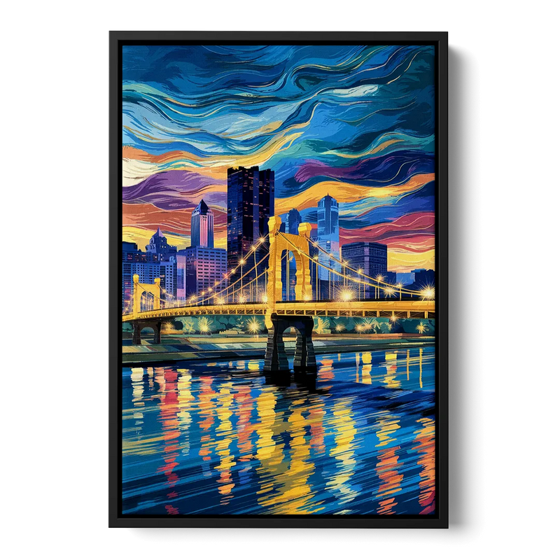 Pittsburgh Architectural Charm Front - Black Canvas Wall Art