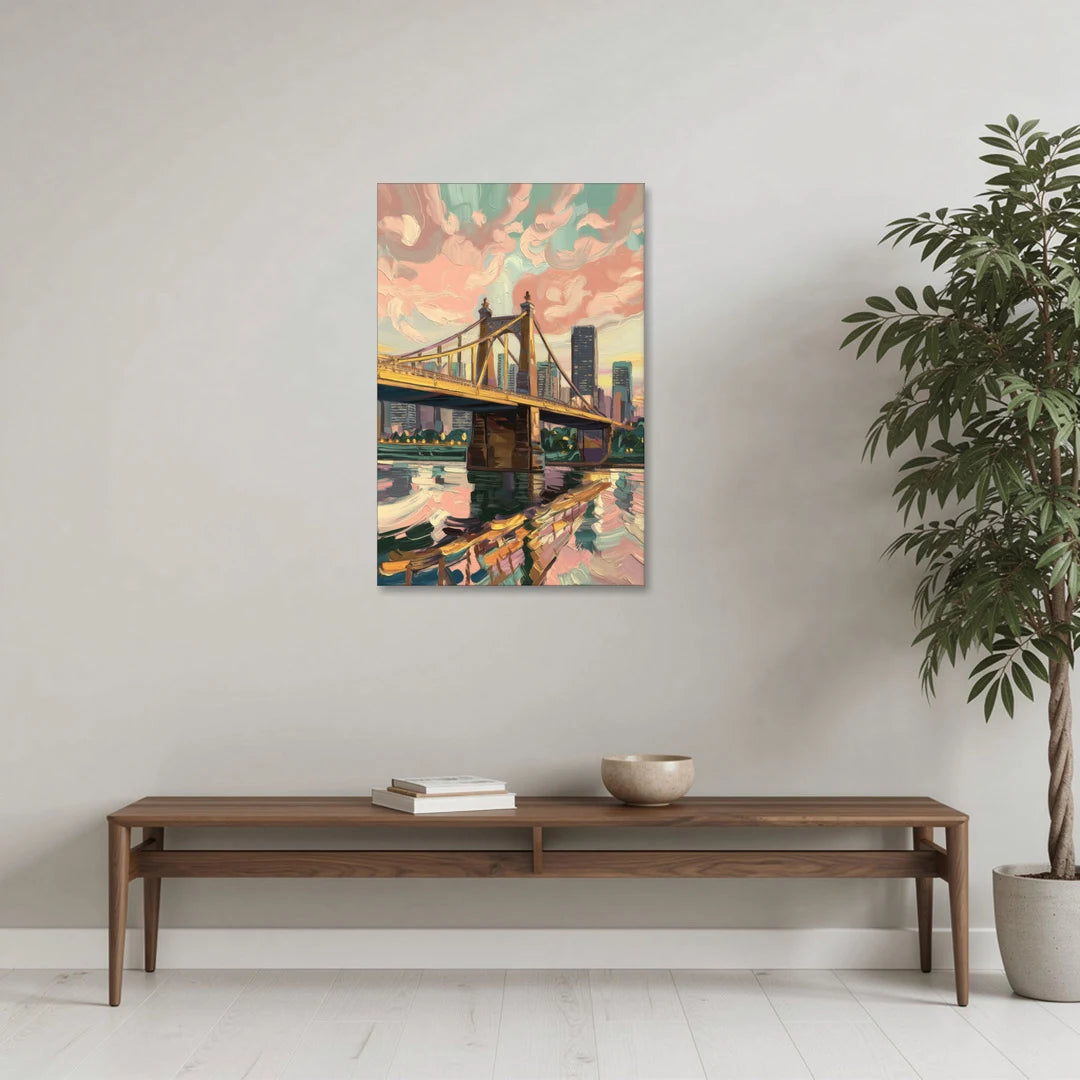 Pittsburgh Bridges and Rivers - Canvas Wall Art - Coffee Table - 24x36