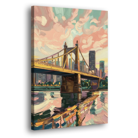 Pittsburgh Bridges and Rivers - Canvas Wall Art - Side