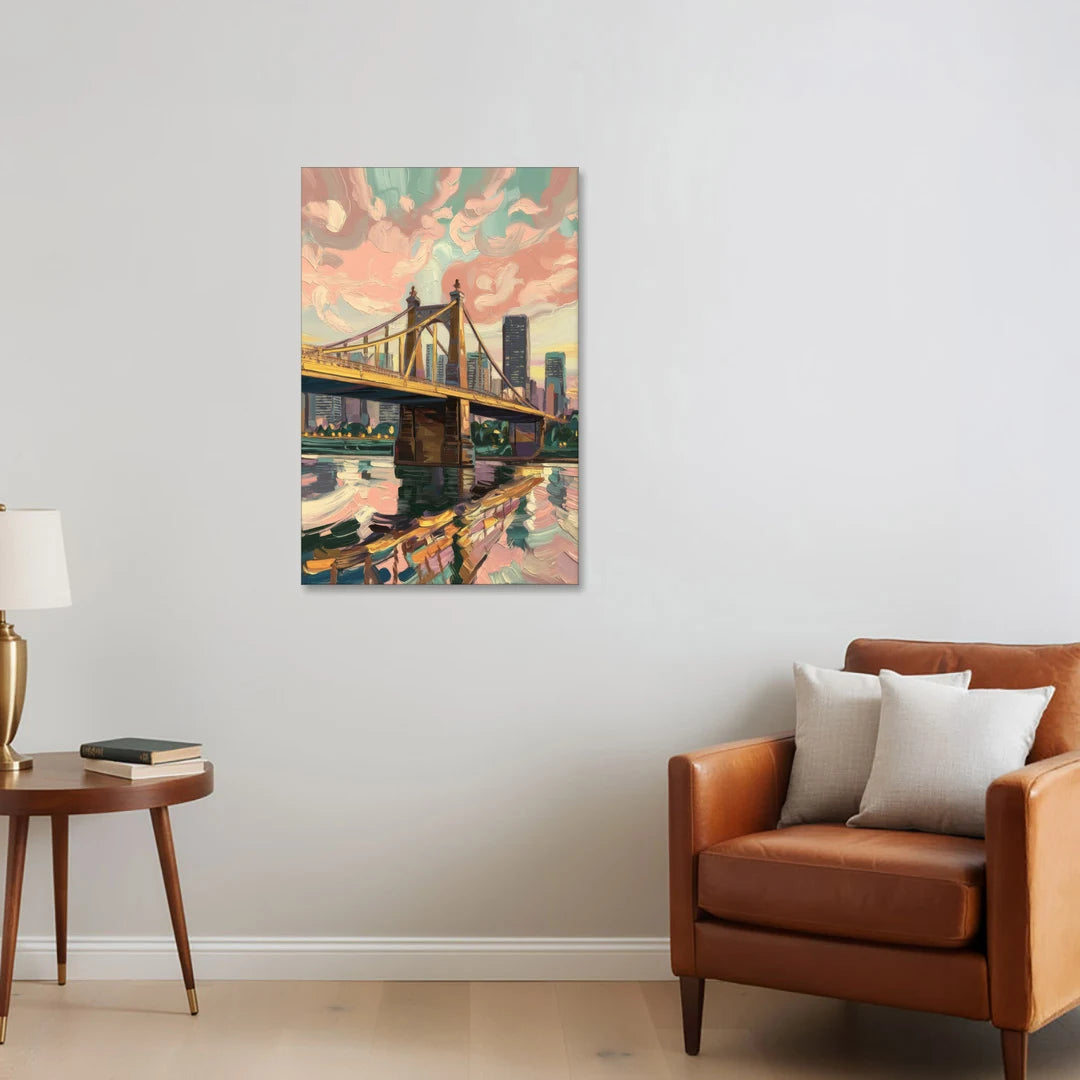 Pittsburgh Bridges and Rivers - Canvas Wall Art - Sofa - 24x36