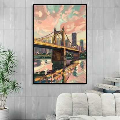 Pittsburgh Bridges and Rivers Sitting Room - Black Canvas Wall Art