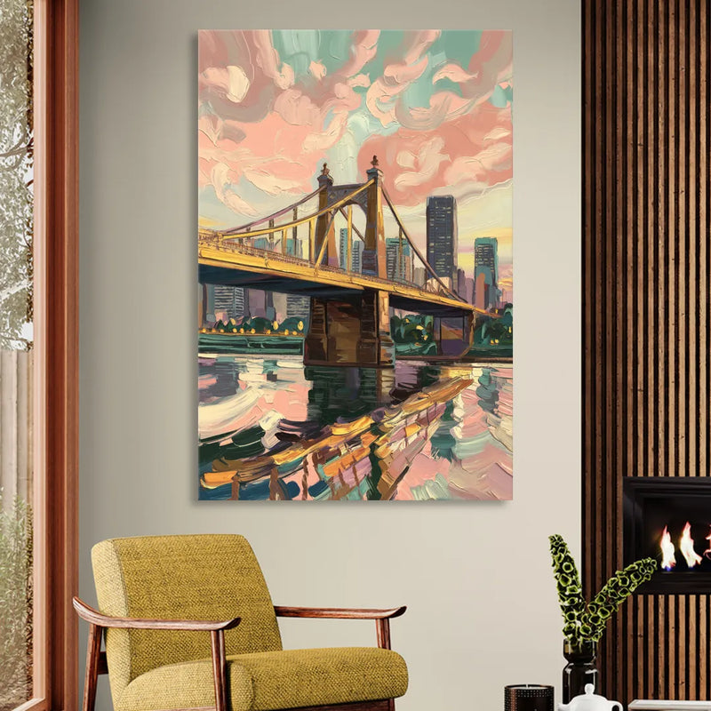 Pittsburgh Bridges and Rivers Sitting Room - Canvas Wall Art