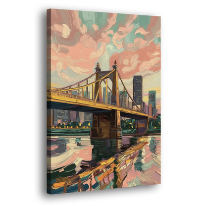 Pittsburgh Bridges and Rivers Side - Canvas Wall Art