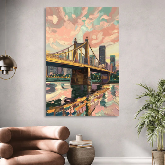 Pittsburgh Bridges and Rivers Living Room - Canvas Wall Art