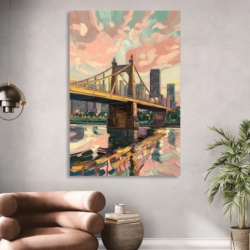 Pittsburgh Bridges and Rivers Living Room - Canvas Wall Art