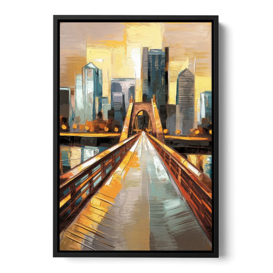 Pittsburgh City of Bridges - Black Framed Canvas Wall Art - Front