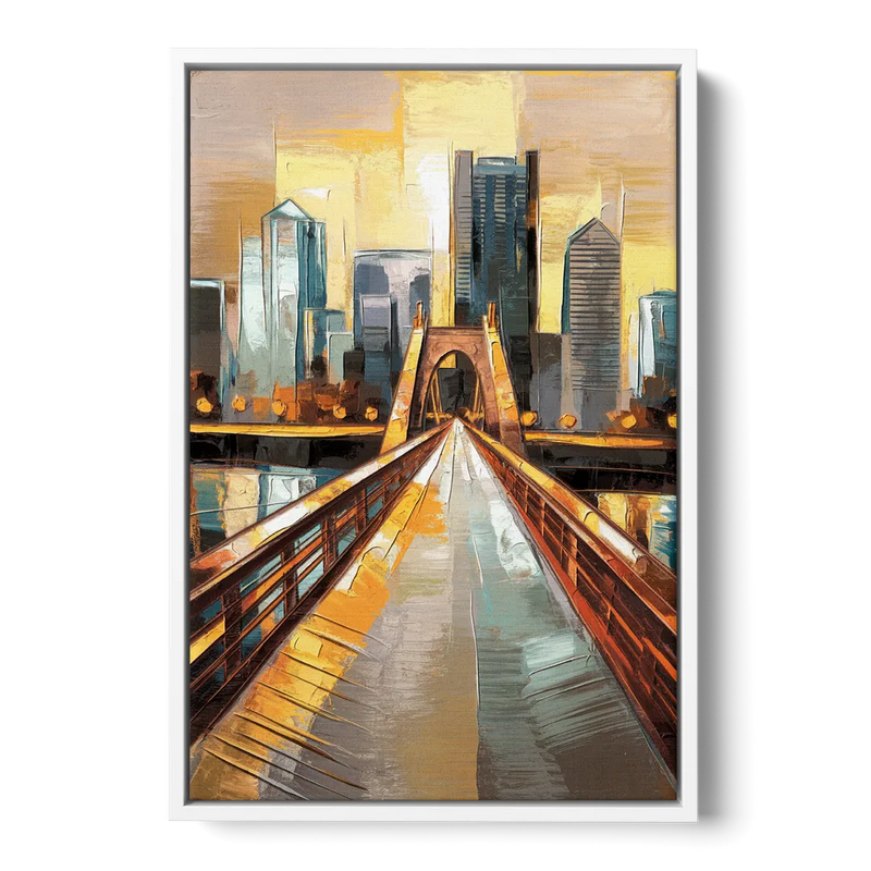 Pittsburgh City of Bridges Front - White Canvas Wall Art