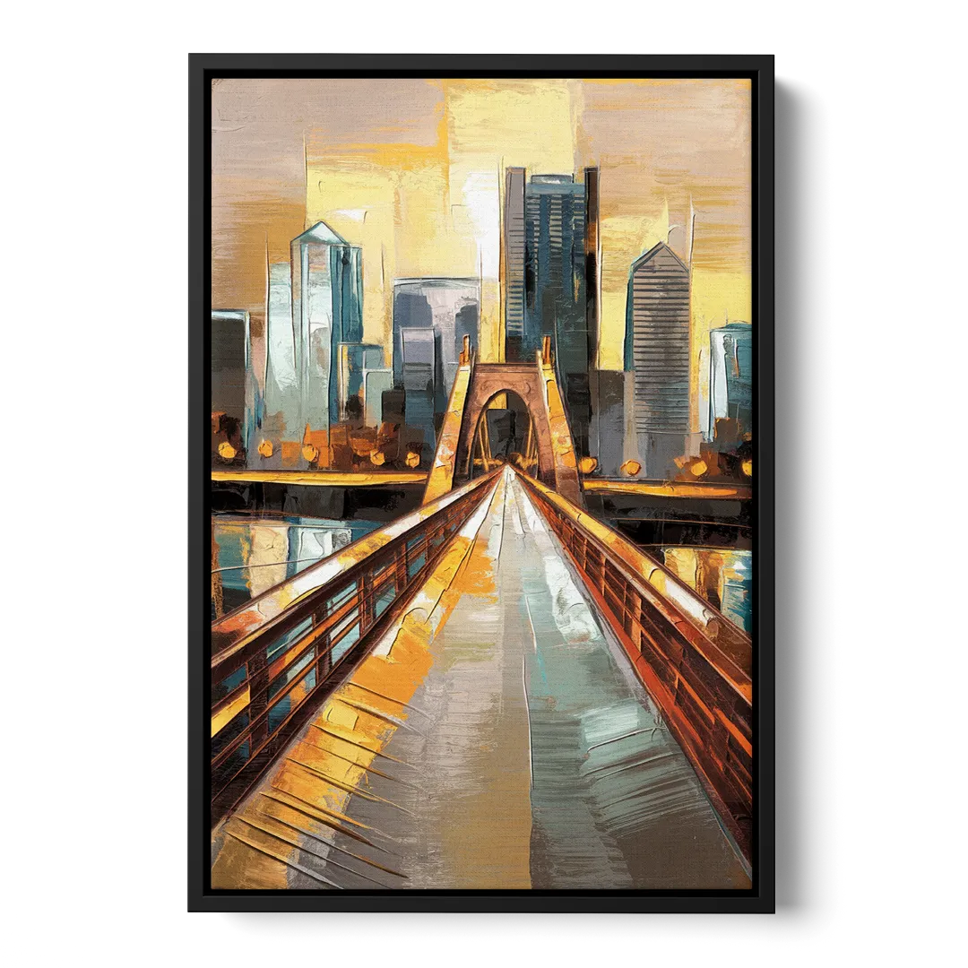 Pittsburgh City of Bridges Front - Black Canvas Wall Art