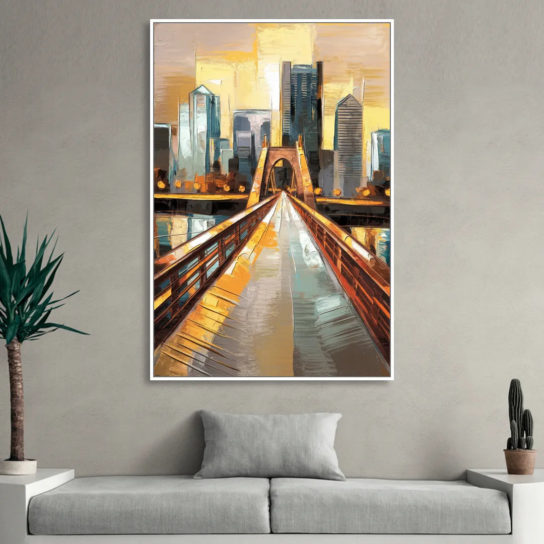 Pittsburgh City of Bridges Sitting Room - White Canvas Wall Art