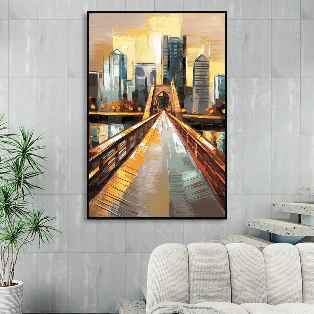 Pittsburgh City of Bridges Living Room - Black Canvas Wall Art