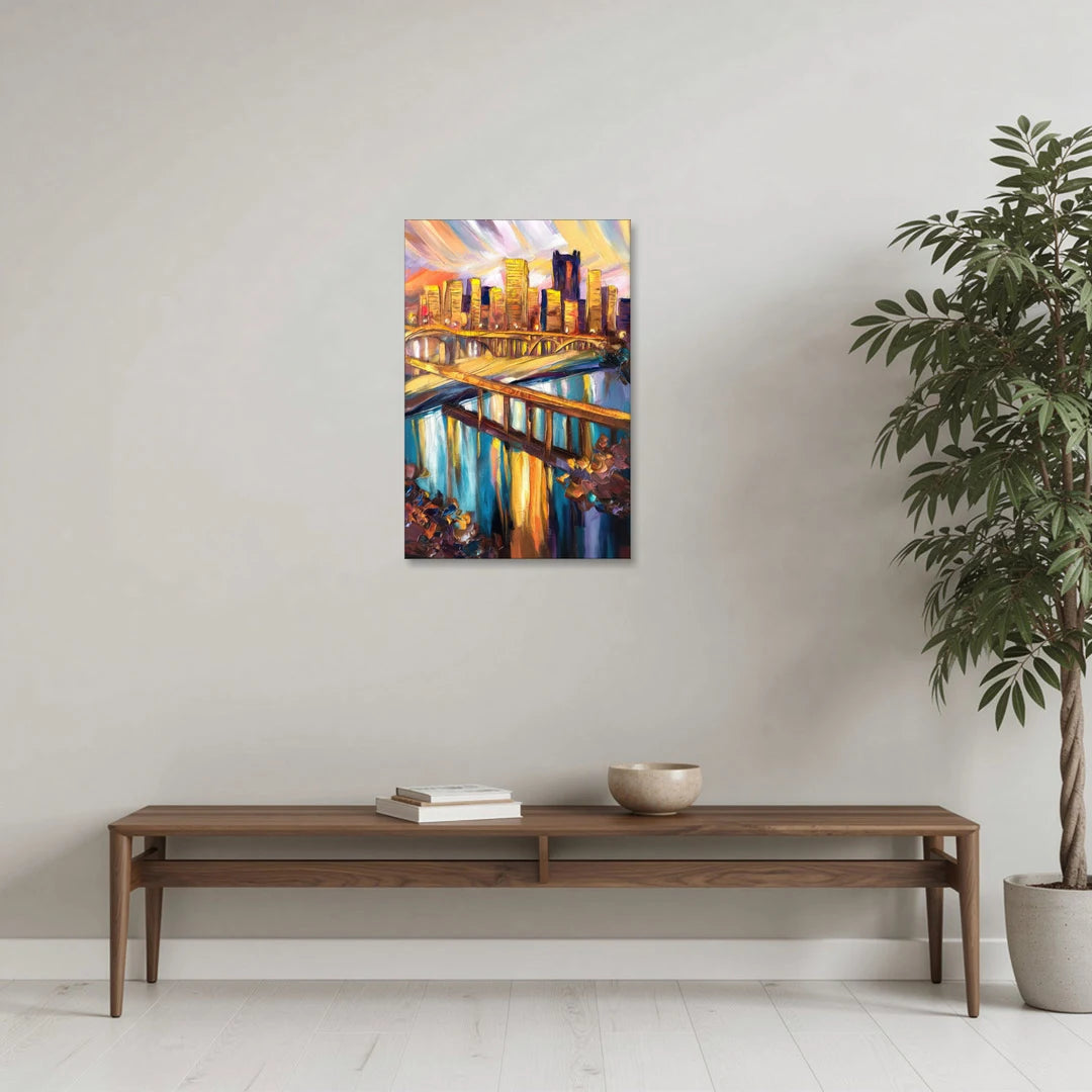 Pittsburgh Downtown Cityscape - Canvas Wall Art - Coffee Table - 20x30