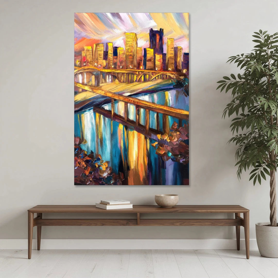 Pittsburgh Downtown Cityscape - Canvas Wall Art - Coffee Table - 40x60