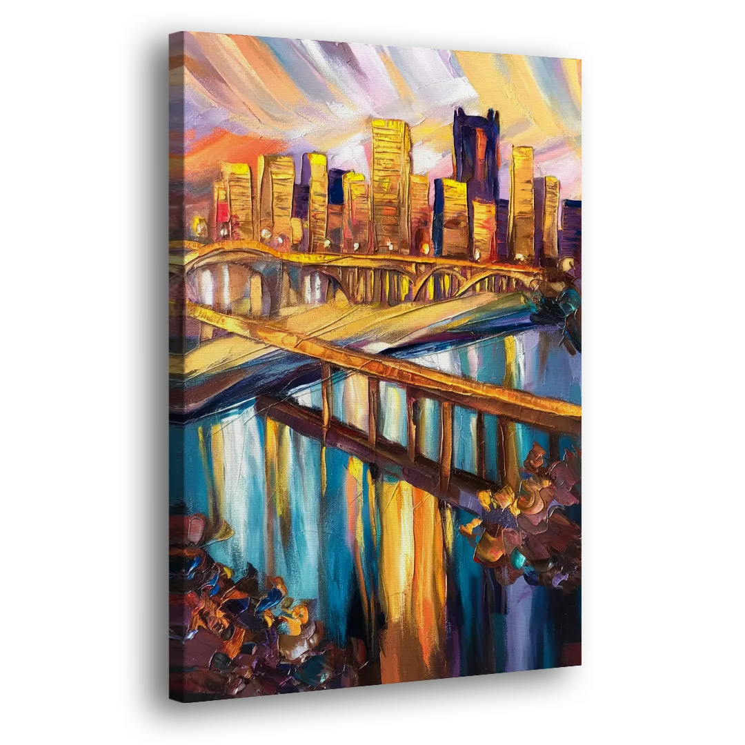 Pittsburgh Downtown Cityscape Side - Canvas Wall Art