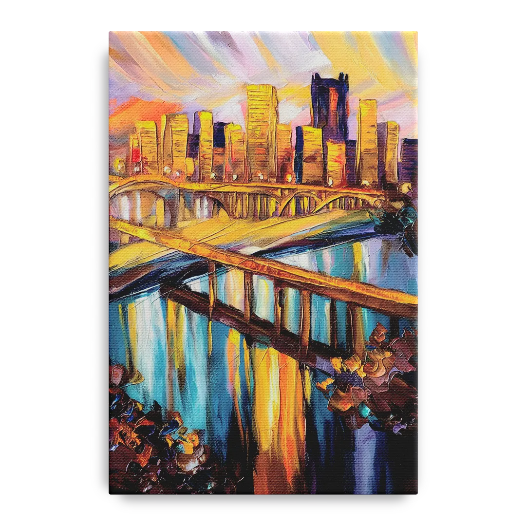 Pittsburgh Downtown Cityscape Front - Canvas Wall Art