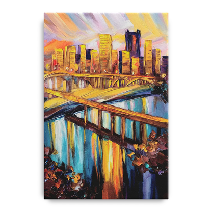 Pittsburgh Downtown Cityscape Front - Canvas Wall Art