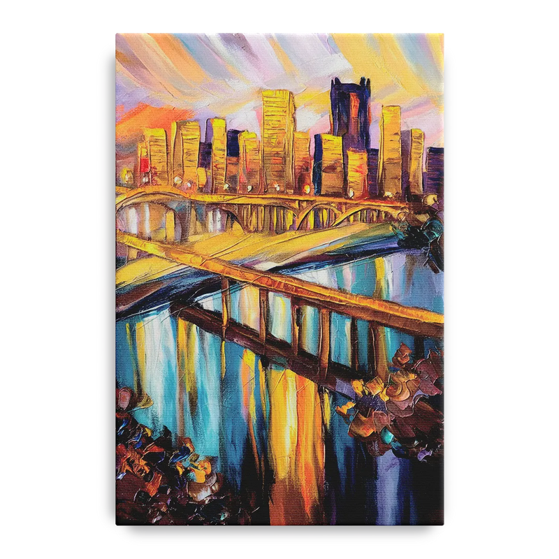 Pittsburgh Downtown Cityscape Front - Canvas Wall Art