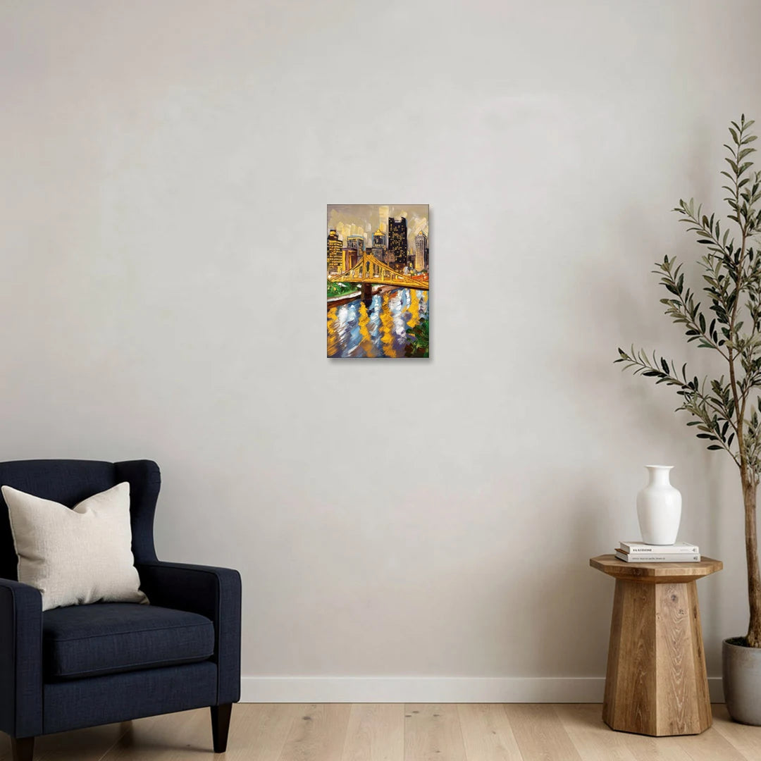Pittsburgh Downtown Lights - Canvas Wall Art - Sofa - 12x18