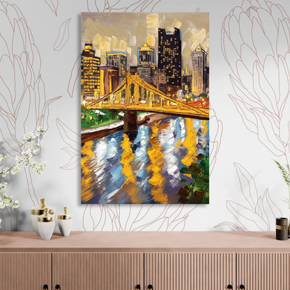 Pittsburgh Downtown Lights Sitting Room - Canvas Wall Art