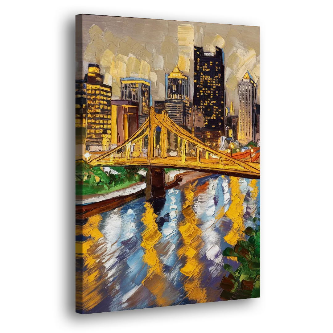 Pittsburgh Downtown Lights Side - Canvas Wall Art
