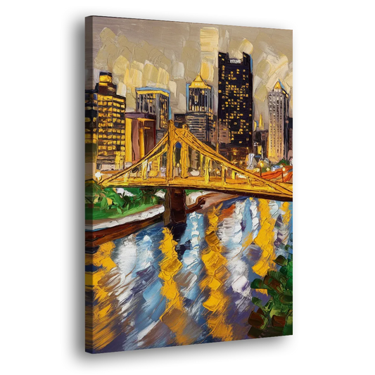 Pittsburgh Downtown Lights Side - Canvas Wall Art