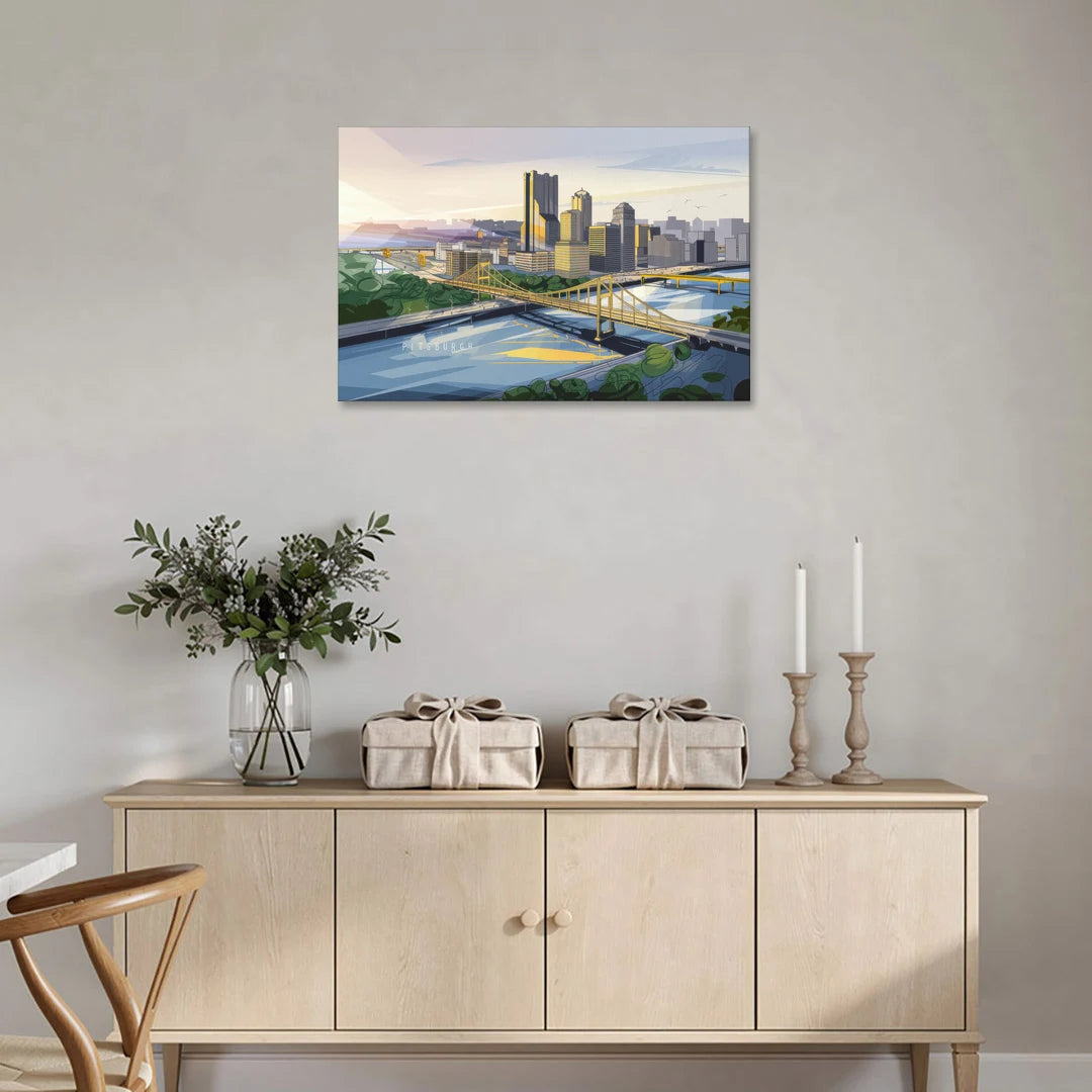 Pittsburgh Golden Triangle View - Canvas Wall Art - Coffee Table - 36x24
