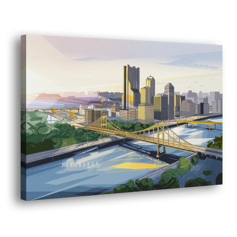 Pittsburgh Golden Triangle View - Canvas Wall Art - Side
