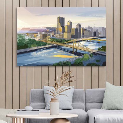 Pittsburgh Golden Triangle View Sitting Room - Canvas Wall Art