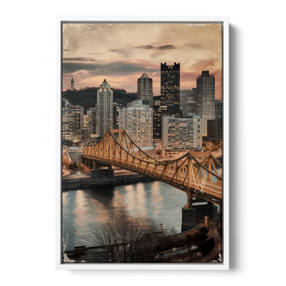 Pittsburgh Historic Landmarks Front - White Canvas Wall Art