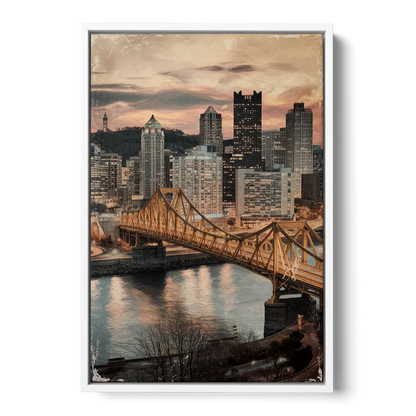 Pittsburgh Historic Landmarks Front - White Canvas Wall Art