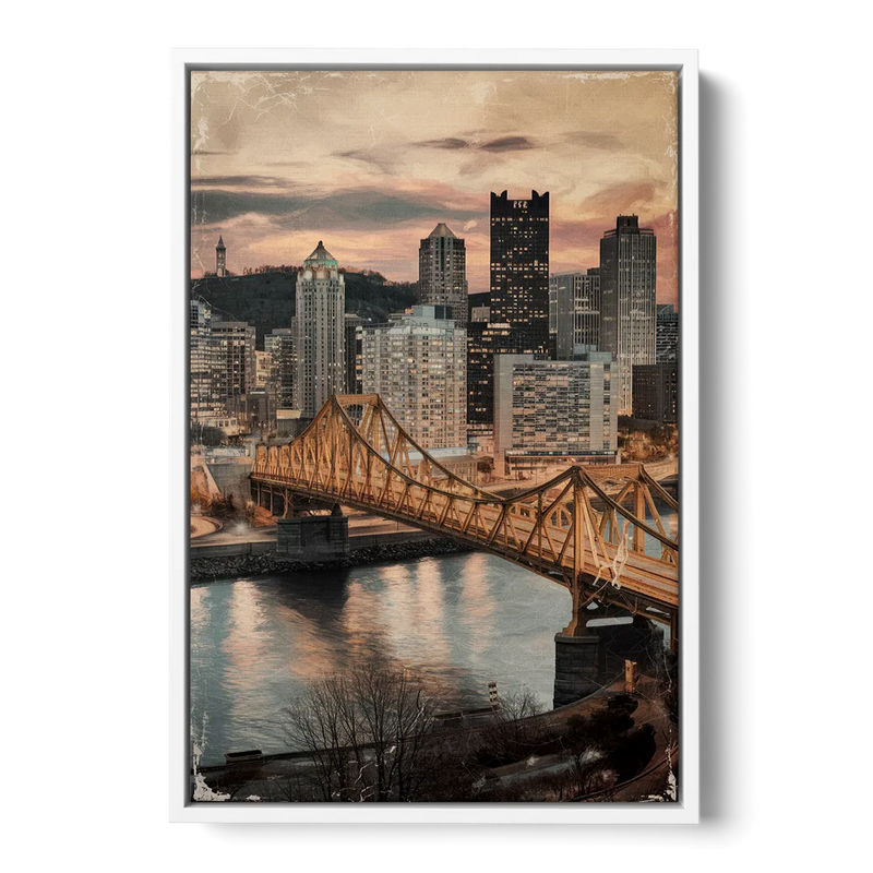 Pittsburgh Historic Landmarks Front - White Canvas Wall Art