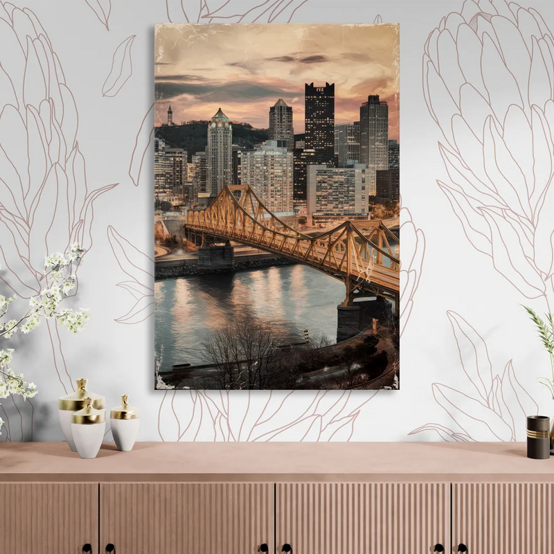 Pittsburgh Historic Landmarks Living Room - Canvas Wall Art