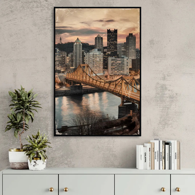 Pittsburgh Historic Landmarks Sitting Room - Black Canvas Wall Art