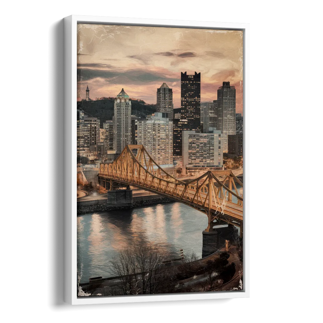 Pittsburgh Historic Landmarks Side - White Canvas Wall Art