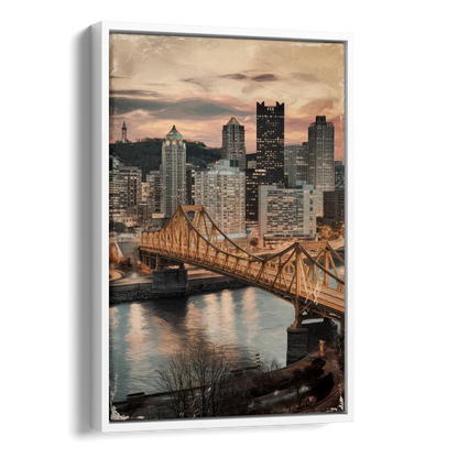 Pittsburgh Historic Landmarks Side - White Canvas Wall Art