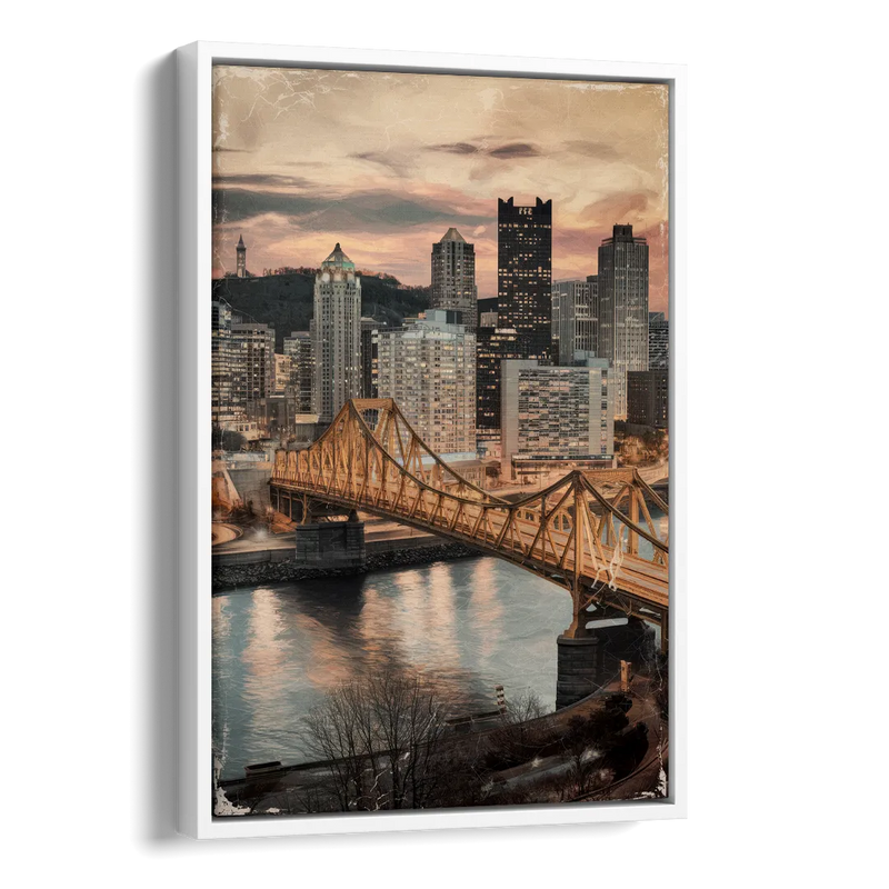 Pittsburgh Historic Landmarks Side - White Canvas Wall Art