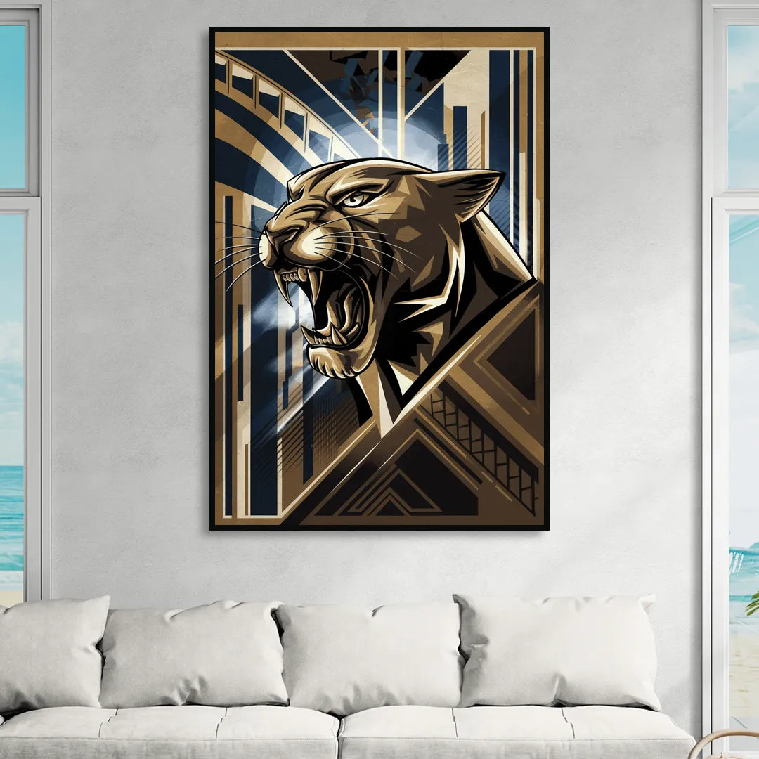 Pittsburgh Panthers Spirit Living Room - Black Canvas Wall Art