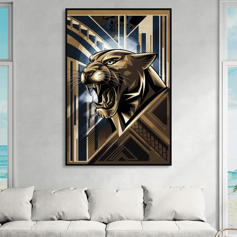 Pittsburgh Panthers Spirit Living Room - Black Canvas Wall Art
