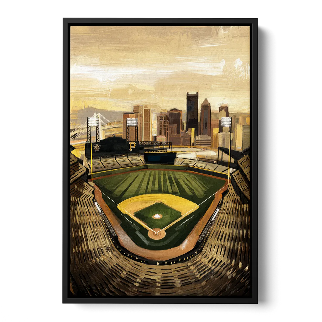 Pittsburgh Pirates Heritage Front - Black Canvas Wall Art