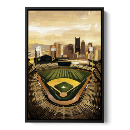 Pittsburgh Pirates Heritage Front - Black Canvas Wall Art