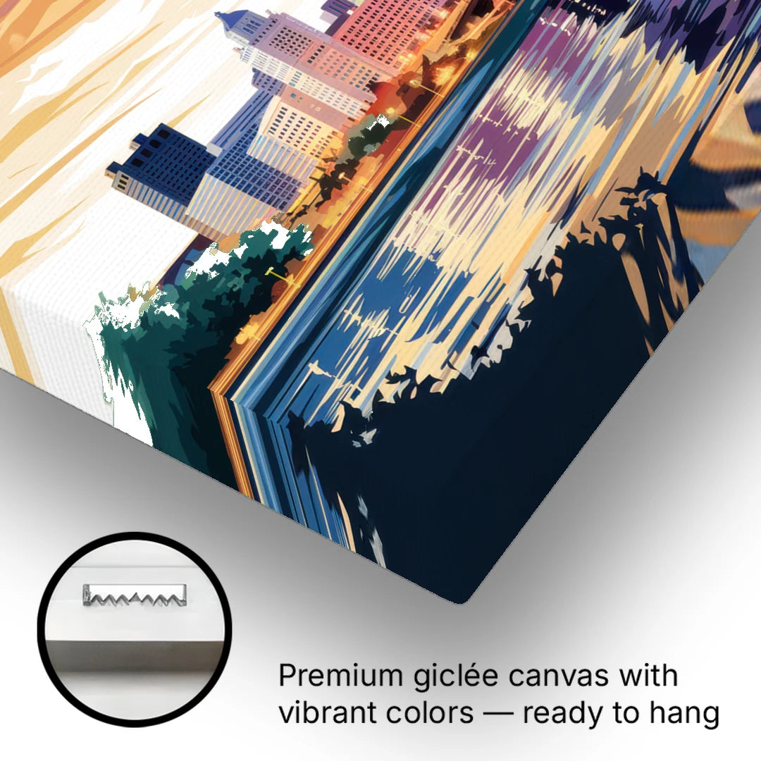 Pittsburgh Skyline At Sunset - Canvas Wall Art - Gallery Wrap Corner