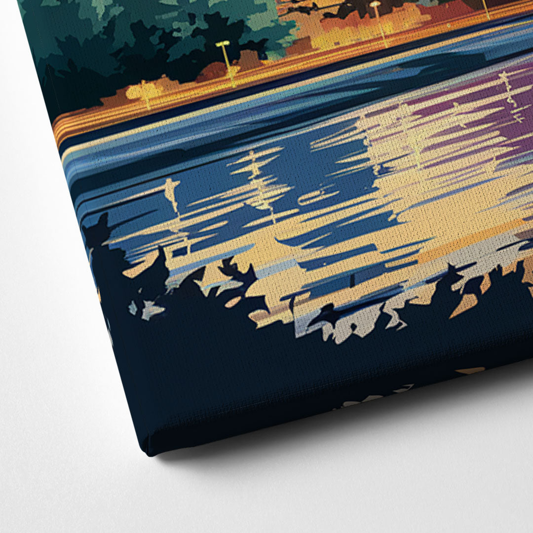Pittsburgh Skyline At Sunset Canvas Close Up