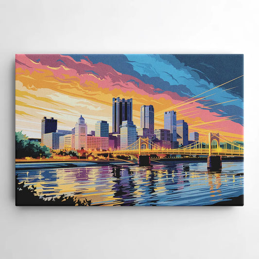 Pittsburgh Skyline At Sunset - Canvas Wall Art